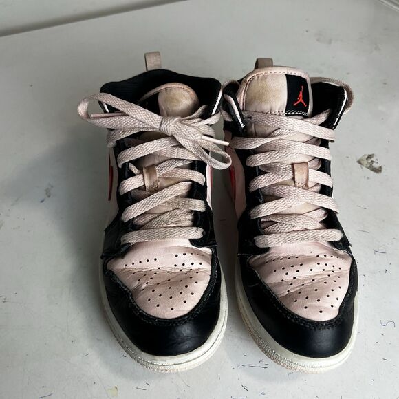 Nike Air Jordan 1 ShoesMid GS Black Pink Crimson 554725-604 SZ 2Y KIDS - Picture 6 of 9